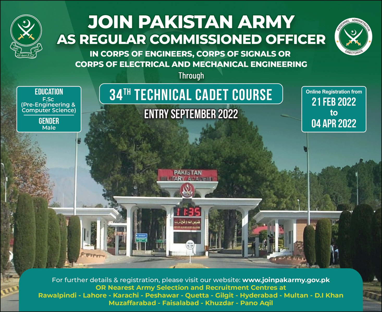 Join Pak Army Regular Commissioned Officer Jobs