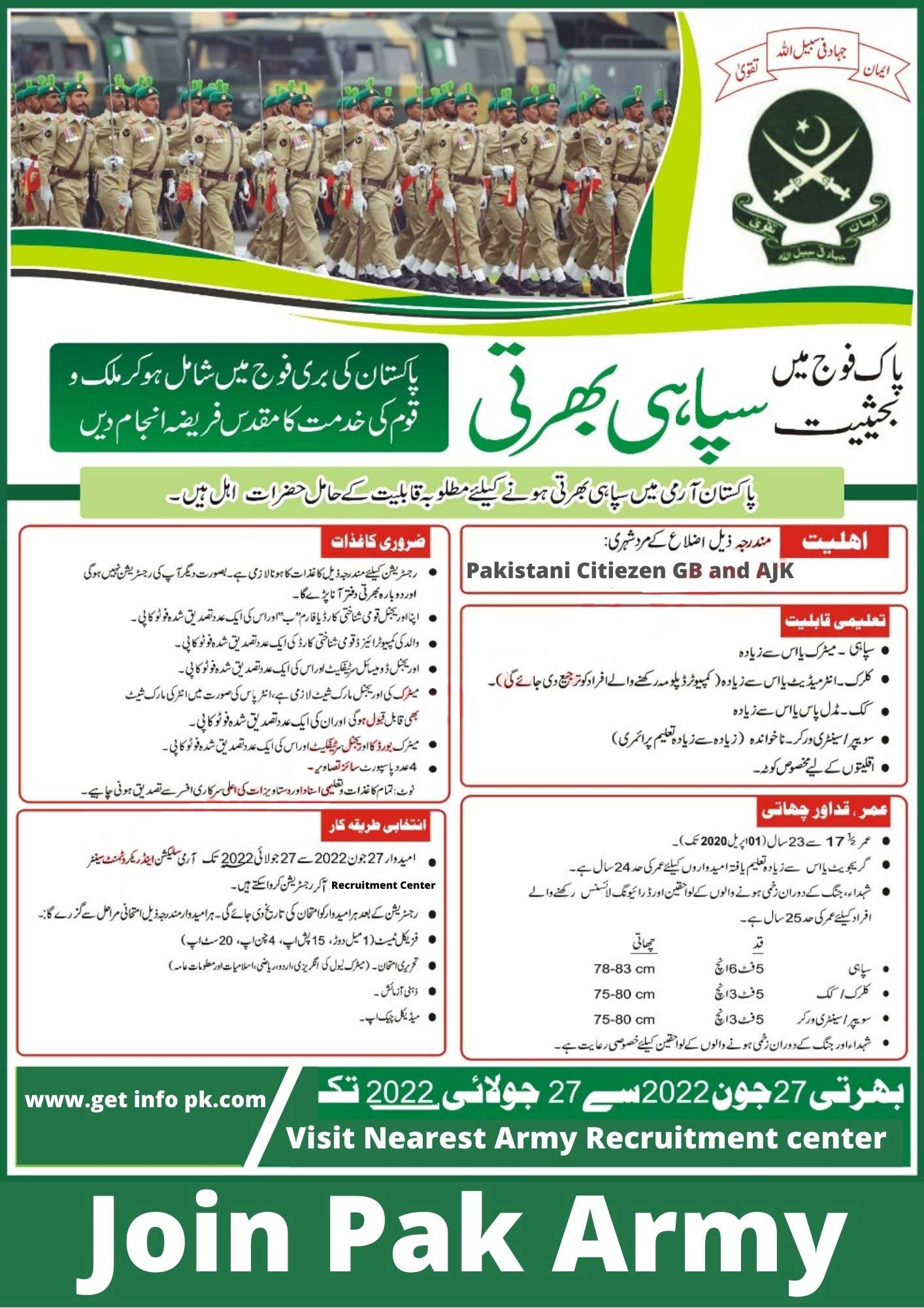 Join Pak Army 2022 Online Registration As Solider