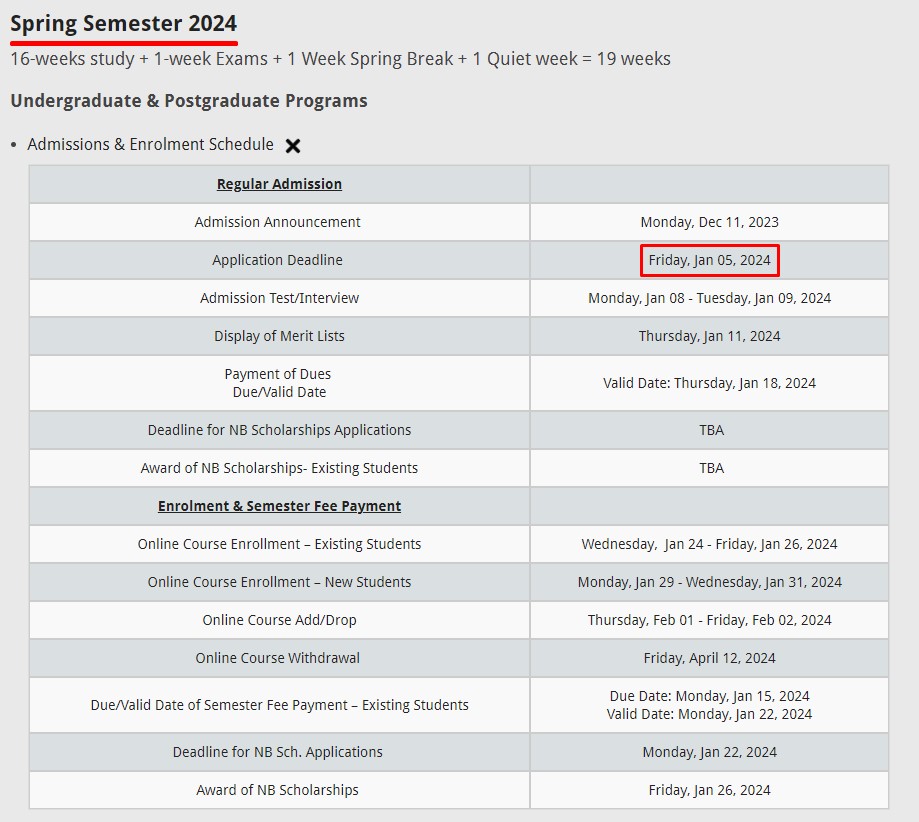 BNU Admission 2024 Last Date of Admission Form and Fee Structure