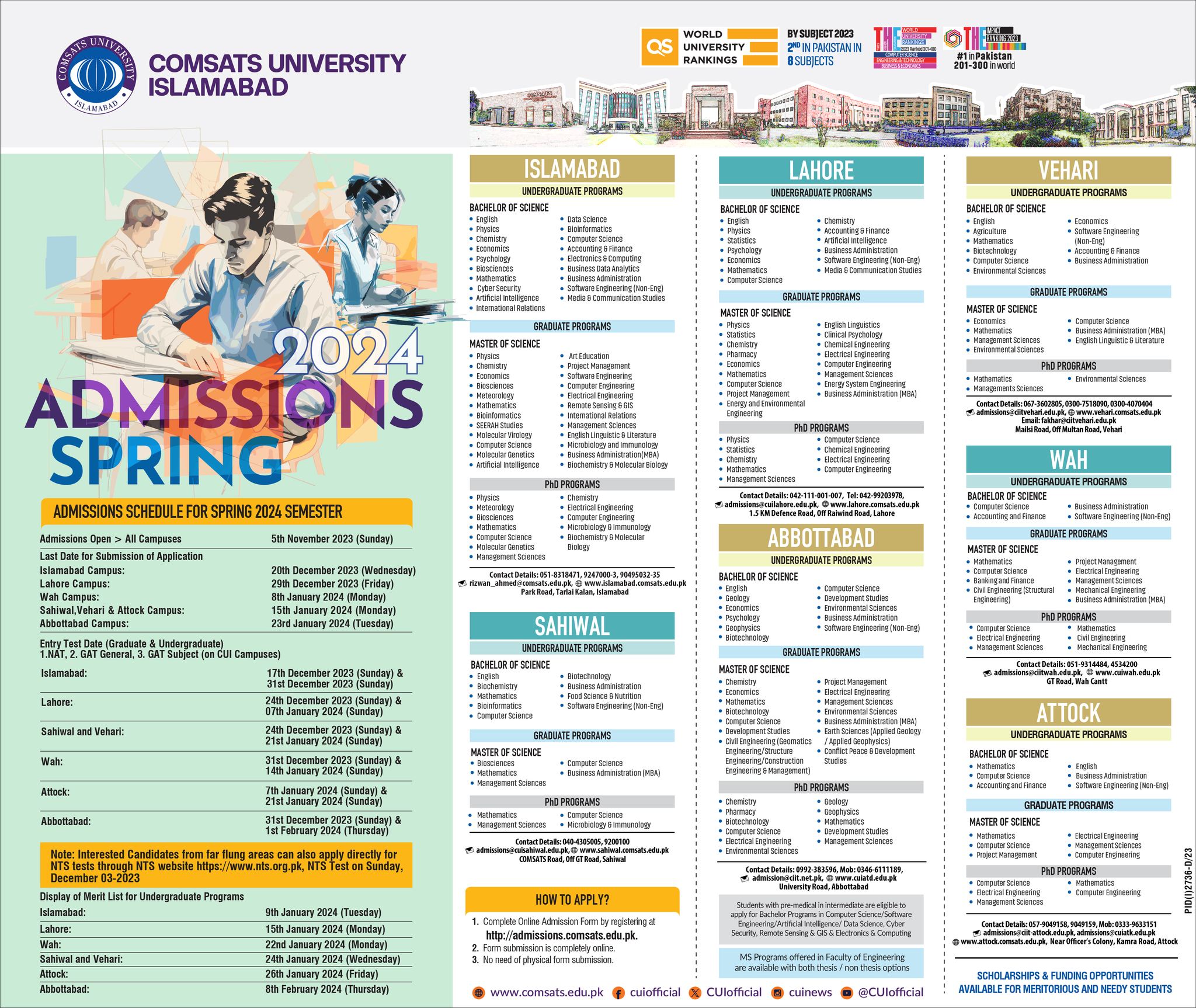 COMSATS Lahore Admission 2024 Last Date Fee Structure Guide]