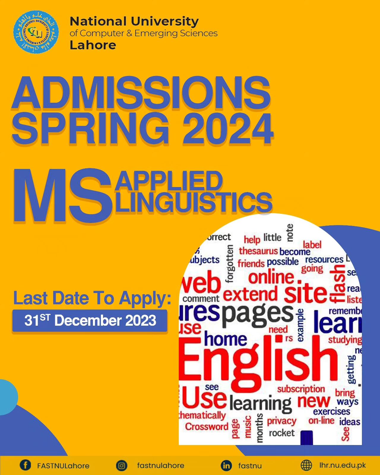 FAST University Islamabad Admission 2024 deadline for MS and PhD