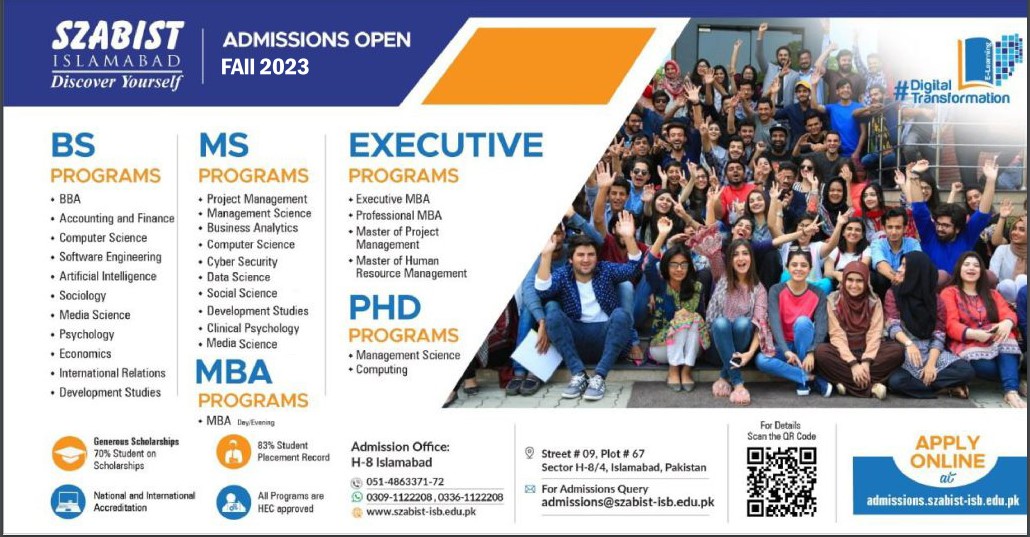 Szabist Islamabad admission 2024 Ad.png